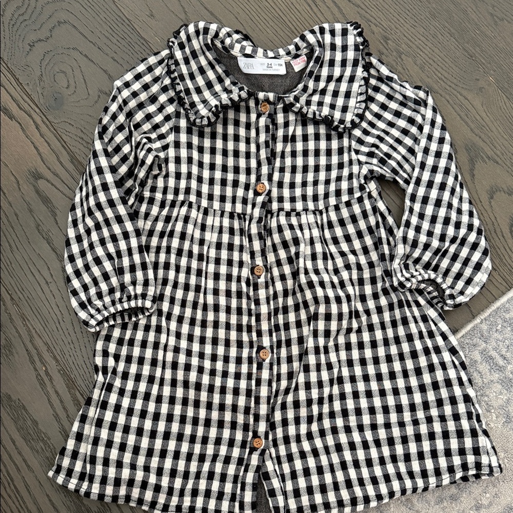 Zara Monochrome Checkered Blouse